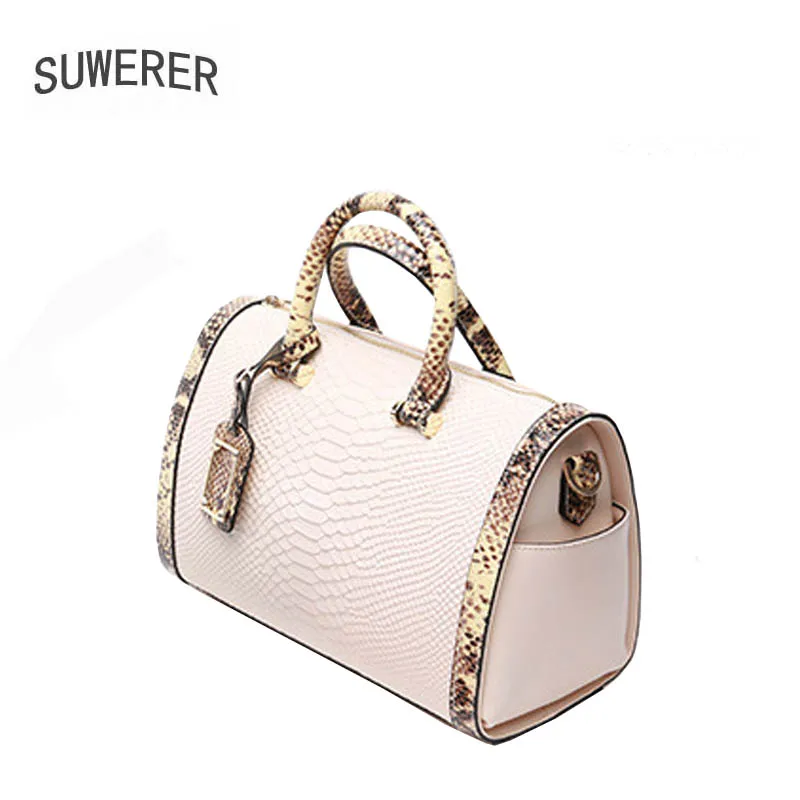 

SUWERER New Women leather bags fashion Serpentine luxury handbags designer cowhide leather shoulder bag women tote bag