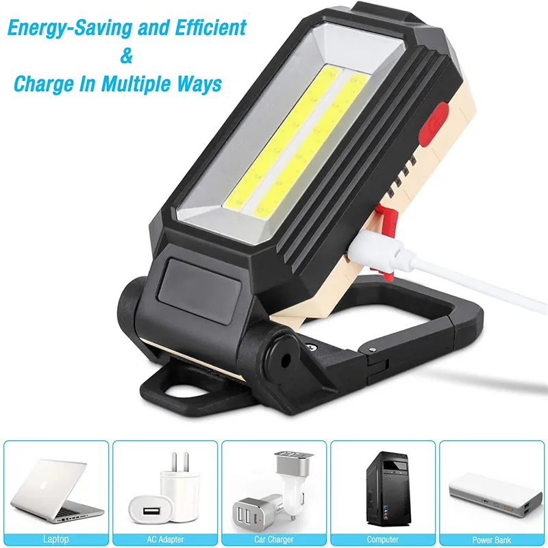 

Rechargeable Strong Magnetic Work Light LED COB Portable Foldable Flashlight Waterproof Camping with Power Display