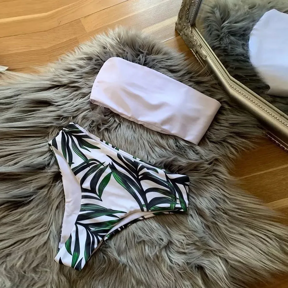 

High Leg Bandeau bikini set Swimwear female two pieces swimsuit High Waist Bikini Women Bathing Suit biquini