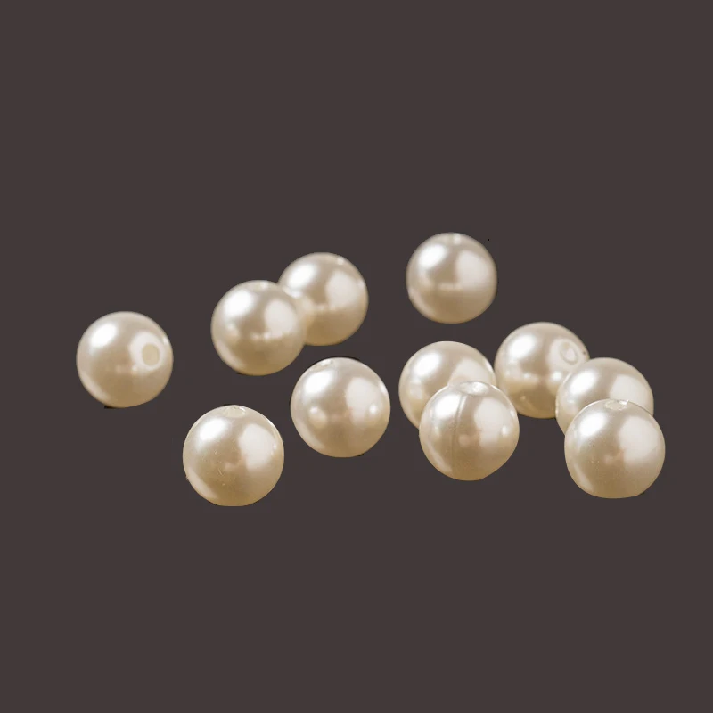 

1950 Pcs Beige 8mm Round Straight Hole 0.5Kg Plastic Acrylic ABS Beaded Counter Display Bead Craft Jewelry Making