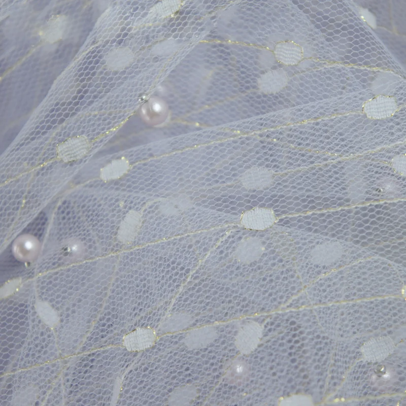 160 см х 100 блестки жемчуг вуаль ткань органза сетка Золотая линия для платья