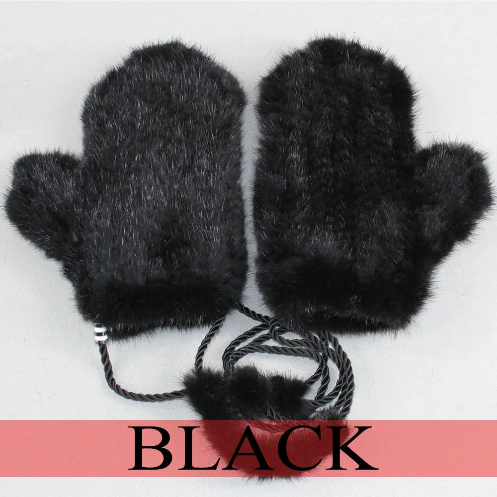 Женские вязаные перчатки из 100% натурального меха норки женские зимние теплые