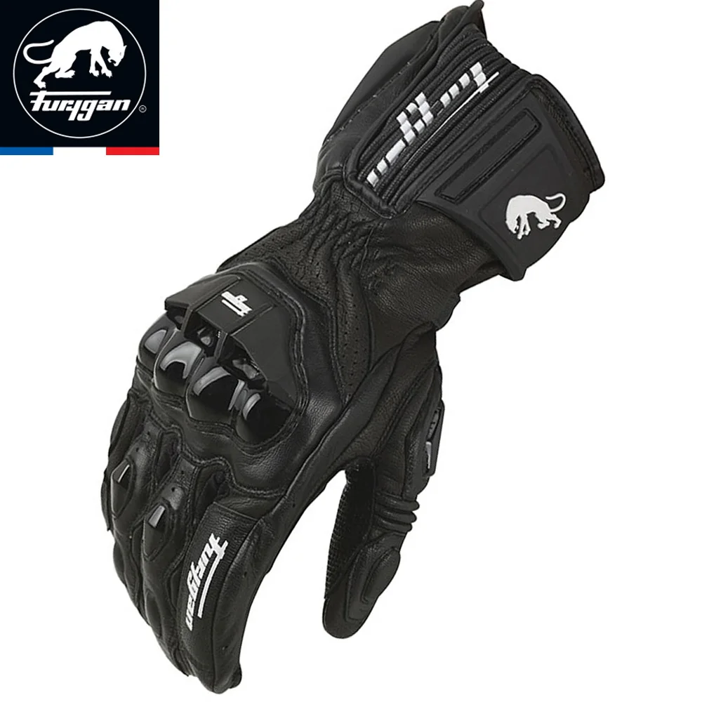Кожаные перчатки для езды на мотоцикле длинные всесезонные против столкновений