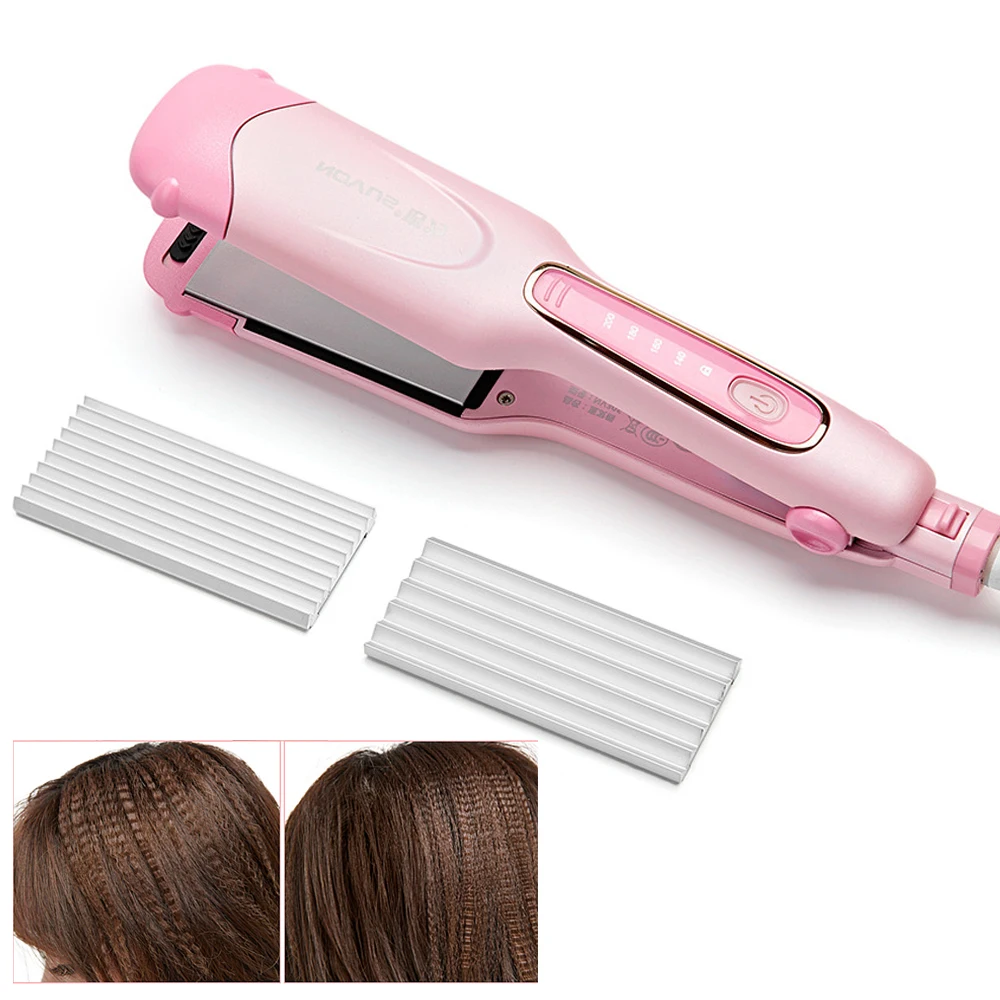 

NOVUS 3 in 1 Hair Straightener Corrugated Iron Hair Corrugation Crimped Multifunction Changeable 3 Plates Flat Irons Styler