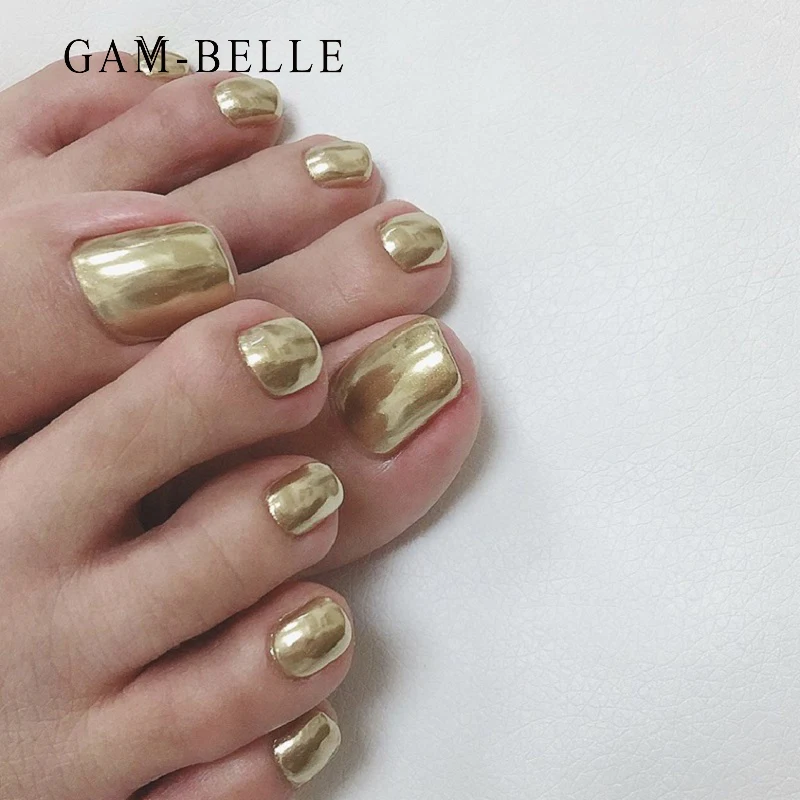 

GAM-BELLE, французский блеск, зеркальные накладные ногти, однотонный искусственный носок, накладные ногти, сделай сам, Маникюрный Инструмент дл...