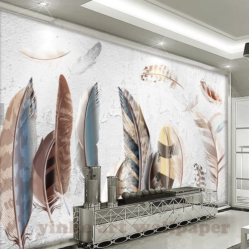 Настенные 3D-обои с изображением перьев в стиле Северной Европы | Строительство и