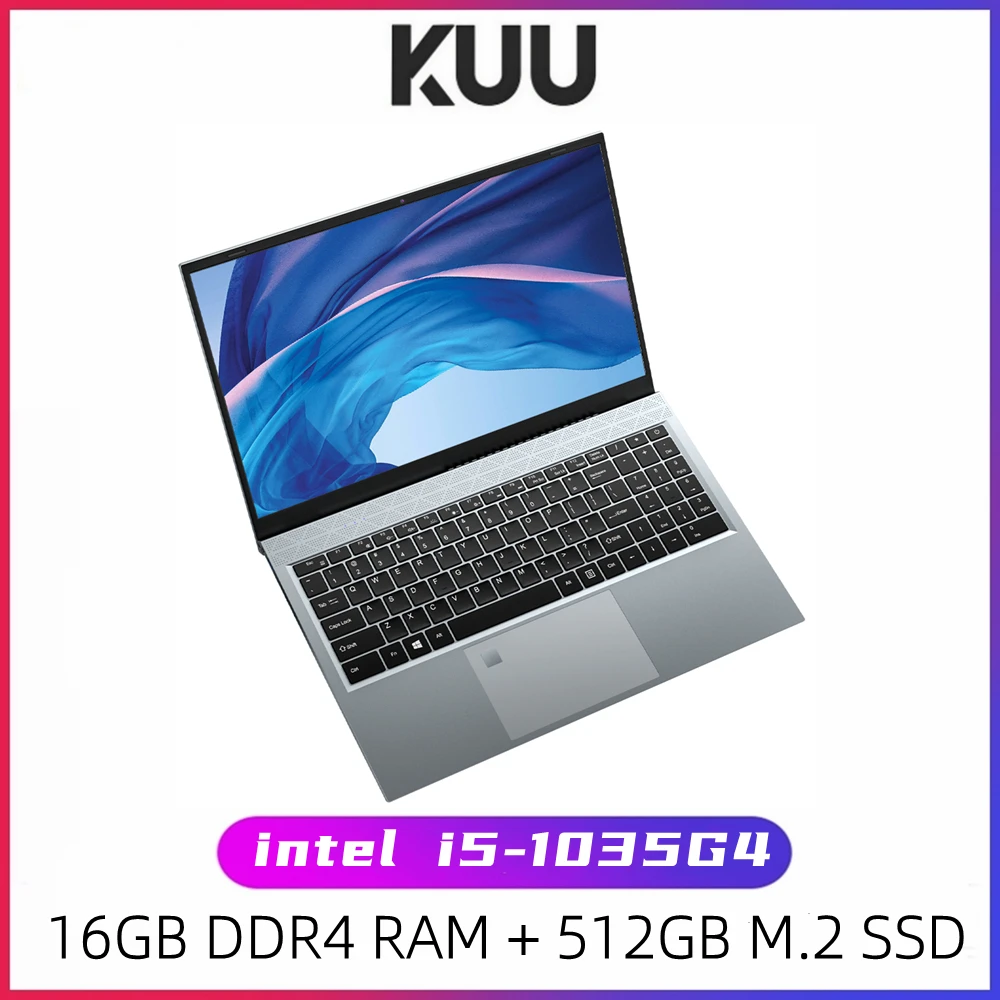 

KUU X15 10th Gen Intel Core i5-1035G4 15.6 Inch Laptop 16GB RAM 512GB SSD Windows 10 Backlit Keyboad Type-C WiFi Gaming Office