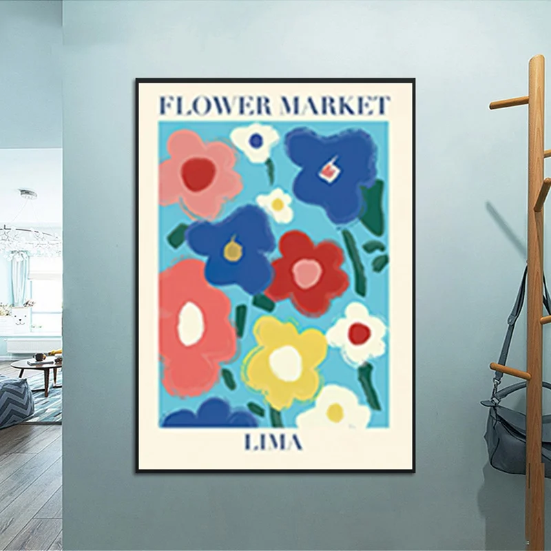 Декор комнаты Подростковая Картина на холсте красочные цветы свежий постер