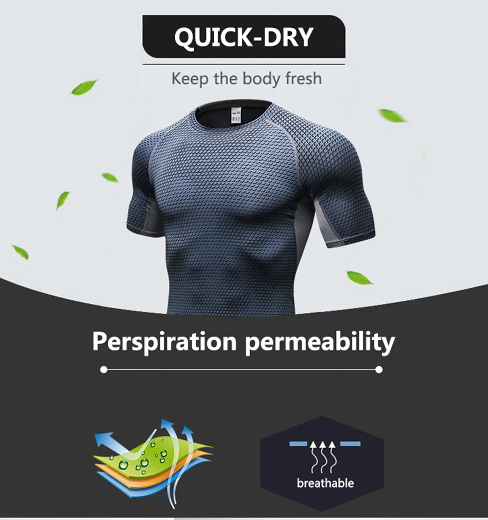 Комплект спортивной одежды мужской компрессионный базовый слой футболка и шорты