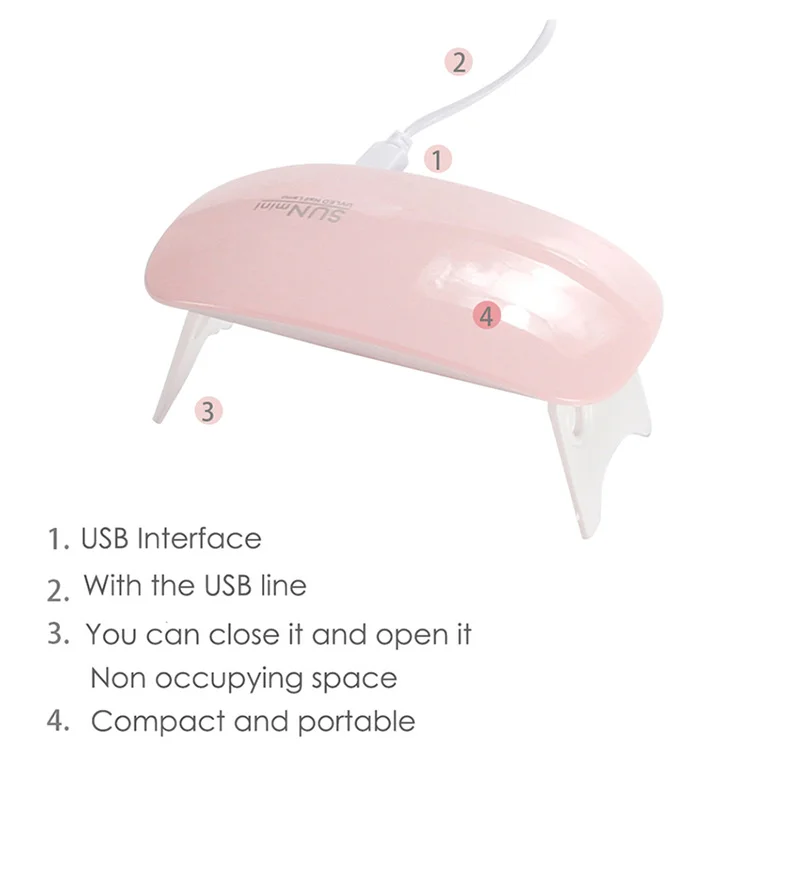 Складная мини-лампа для ногтей 6 Вт сушилка геля лак использования со