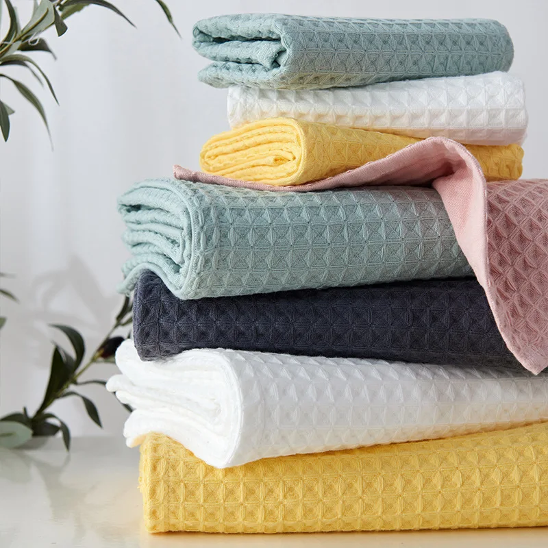 

Cotton Bath Towels Set for Bathroom Adults Bath Towel,Hand Face Towel, Waffle Towel Quickly Dry 70x140cm 34x745cm White Green