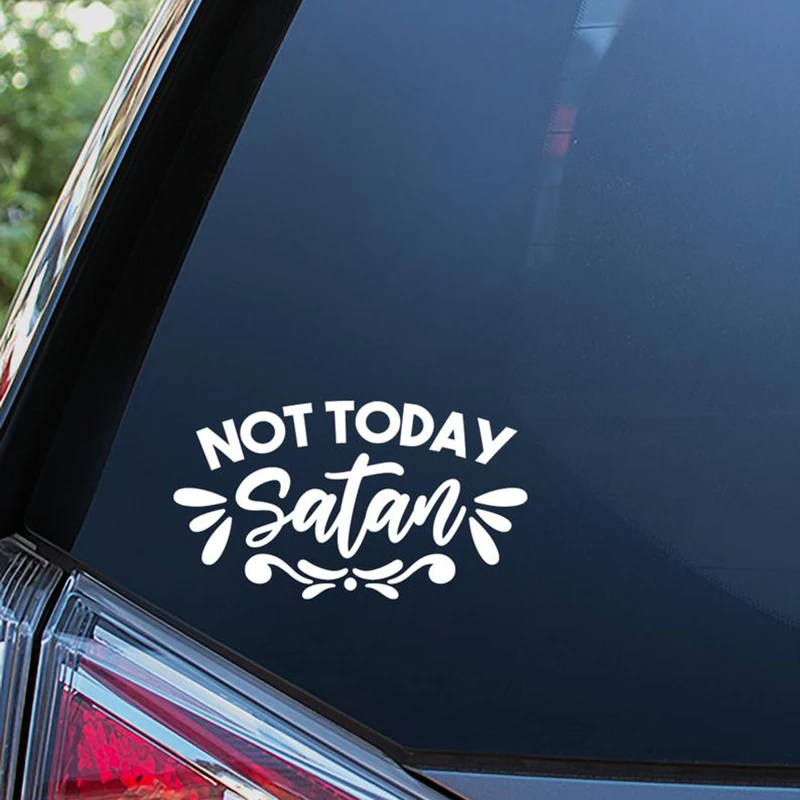 Черно-белая виниловая наклейка на автомобиль Not Today сатана переводная картинка
