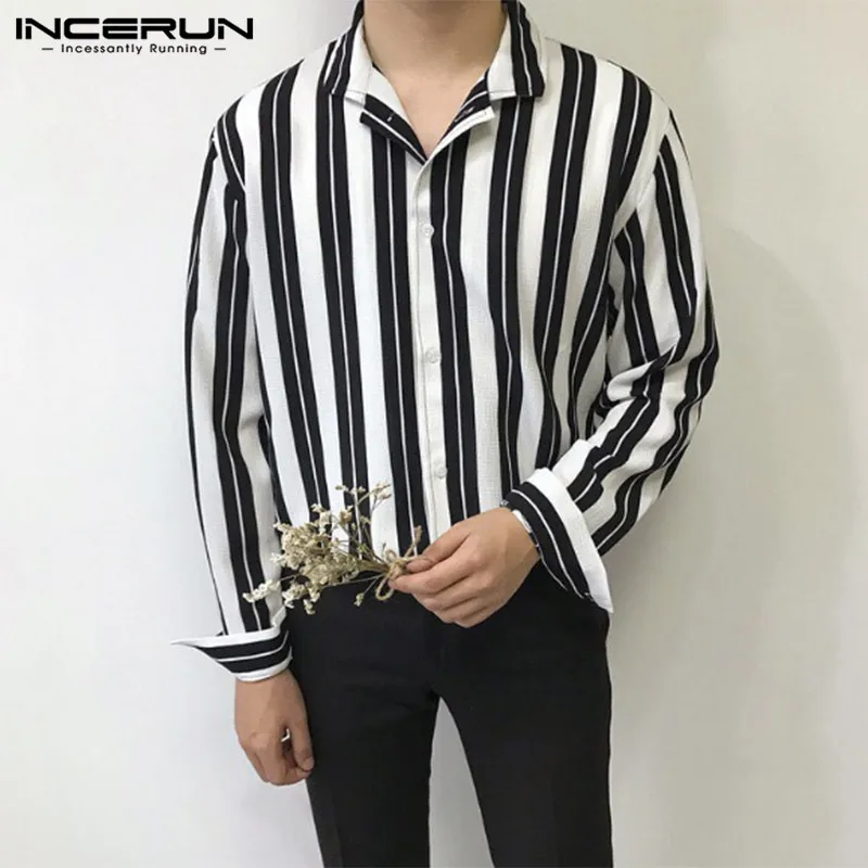 

Рубашка мужская в полоску, с длинным рукавом и отложным воротником, S-5XL