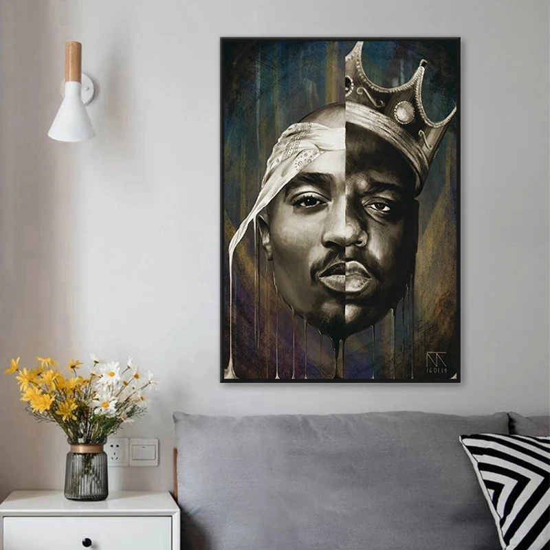 

Rapper King Tupac Shakur Art Posters Prints Canvas Painting Notorious B I G Biggie Smalls 2 PAC Wall Picture Bedroom Home Decor