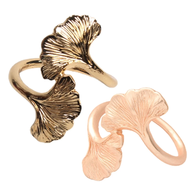 

6 шт листьев гинкго набор колец для салфеток ручная Пряжка держатель для обеденного стола, на свадьбу, на праздник, ужин декорации вечеринок