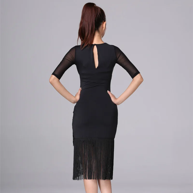 Латинское платье для танцев женские 2021 Новый сексуальный короткий рукав