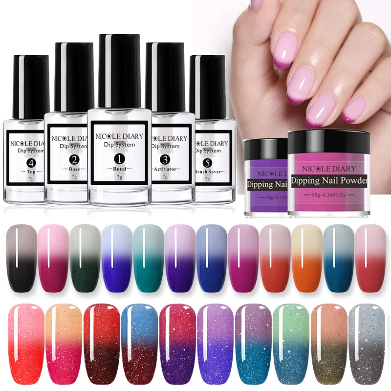 NICOLE DIARY 10 г погружающийся порошок для ногтей термальный мигающий блеск