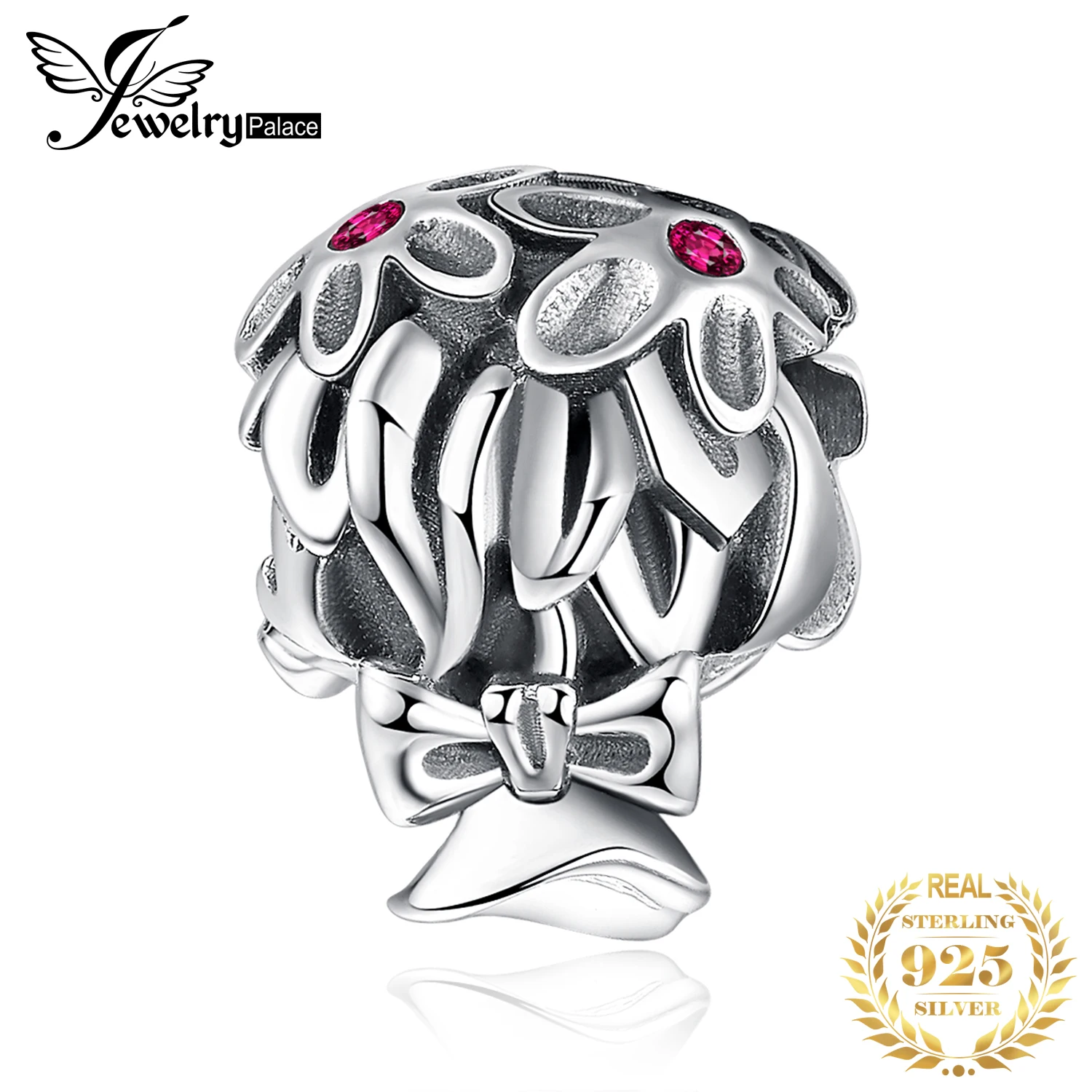 JewelryPalace 925 пробы серебро создания Ruby цветочной Настоящее очарование бусинами Fit Браслеты Новая горячая Распродажа для Для женщин Подарки