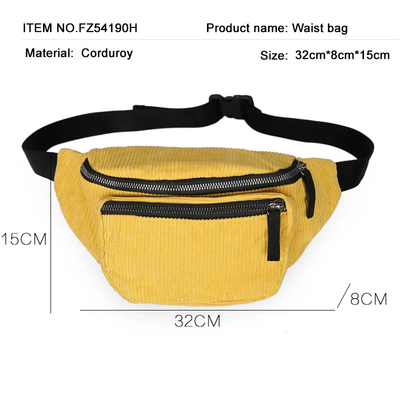 Бархатная Женская Вельветовая Сумка-пояс на молнии нагрудная сумка Спортивная