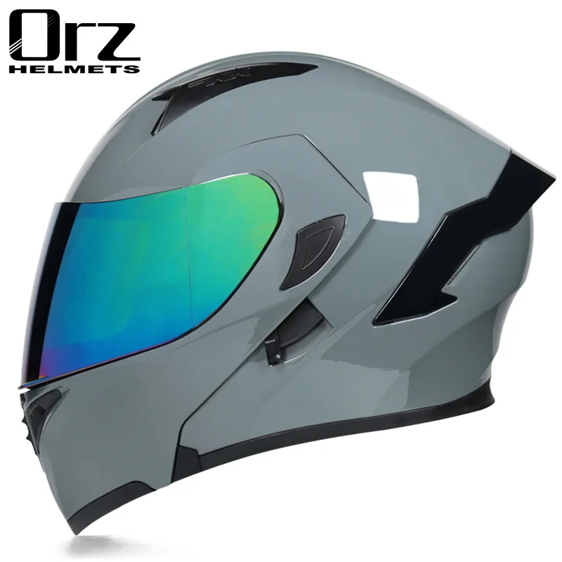 2020 Flip Up Racing Motorcycle Motocross Helmets Modular Dual Lens Helmet Unisex Full Face Safe Helmet Cascos Para casco Moto