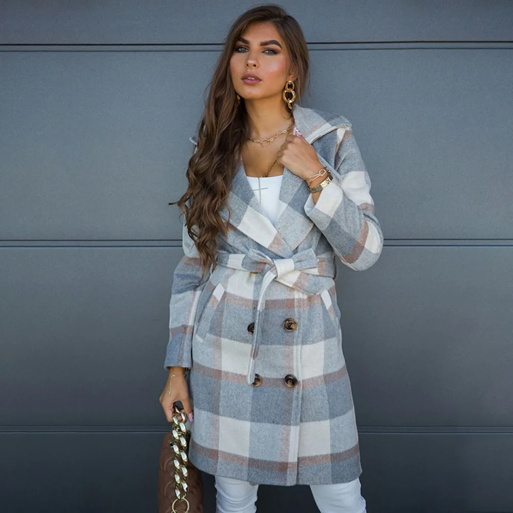 

2021 Women's Autumn New Nickname Coat Casual Fashion Trend Commuter Style Plaid Printing Long-sleeved Thick All-match Warm Top