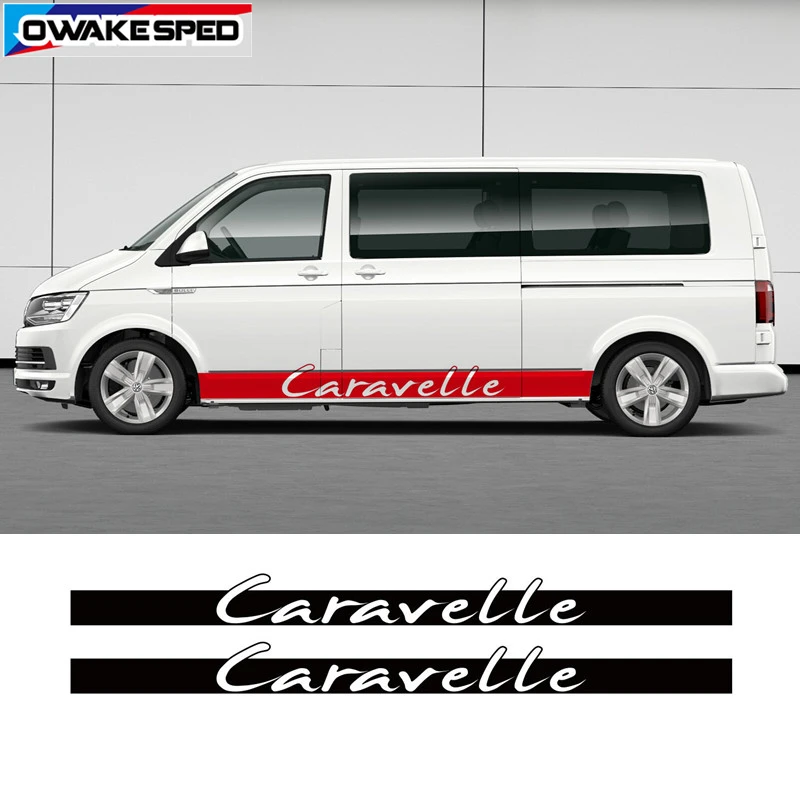

Car Styling Stickers For Volkswagen Caravelle T5 T6 Side Skirt Stripes Racing Sport Sticker Auto Body Customized Decals