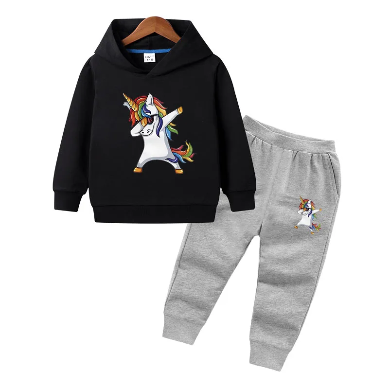 Fashion Unicorn Print Sweater Toddler Boys Girls Sweatshirt Casual Hoodies Sets Baby Autumn Long Sleeve Children Clothes 1-10Y
