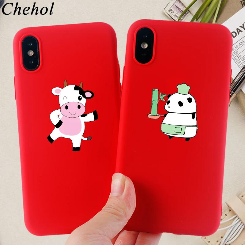 Чехол для телефона с рисунком коровы IPhone 11 Pro X XS MAX XR 8 7 6s Plus милые чехлы пандой