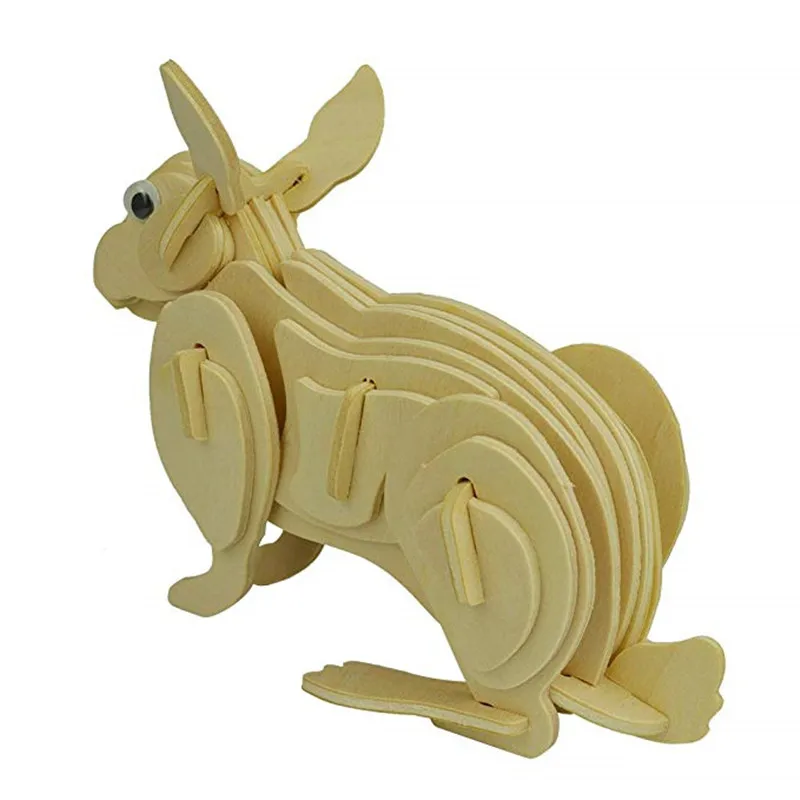 3D Rabbit Wooden Animal Puzzle Toy Puzzles Mechanical Model Educational Toys Assembly Detailed Stitching Steps | Игрушки и хобби