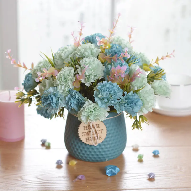 

Многоцветные шелковые искусственный букет дешевые искусственные цветы для украшения интерьера для семейной свадебной