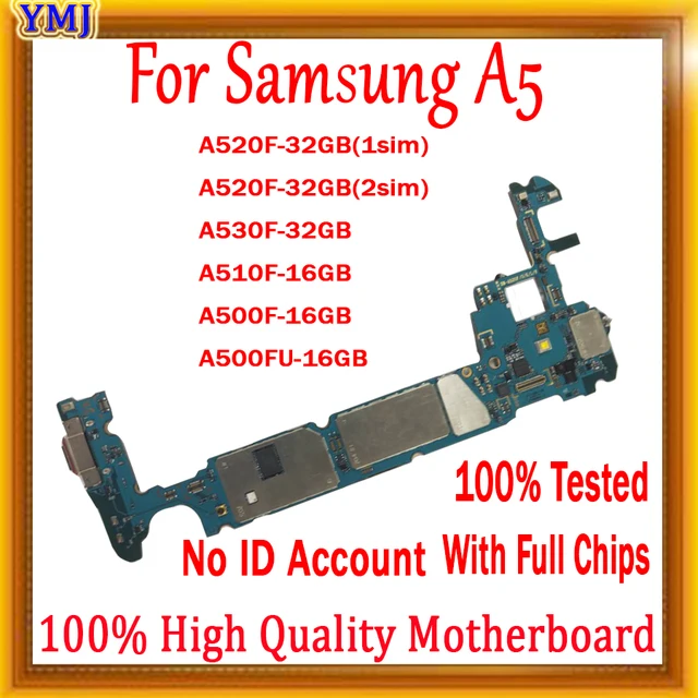 With Full chips for Samsung Galaxy A5 A520F A510F A530F A500FU Motherboard,No ID Account logic board Free Shipping tested good 2