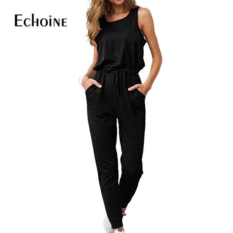 Комбинезон женский без рукавов суперудобный модный Свободный Длинный брючный