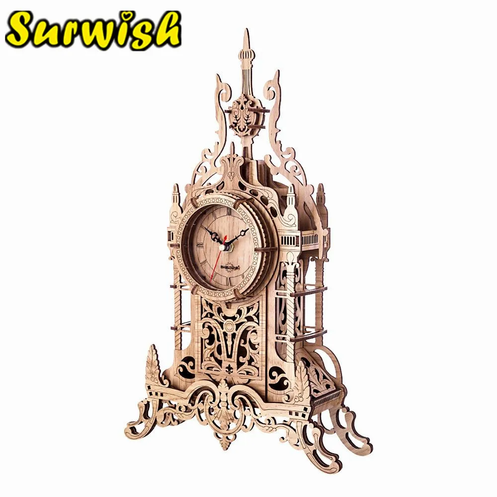 47 шт./компл. DIY деревянные часы пазл Модель Набор лазерной резки 3D колокольня