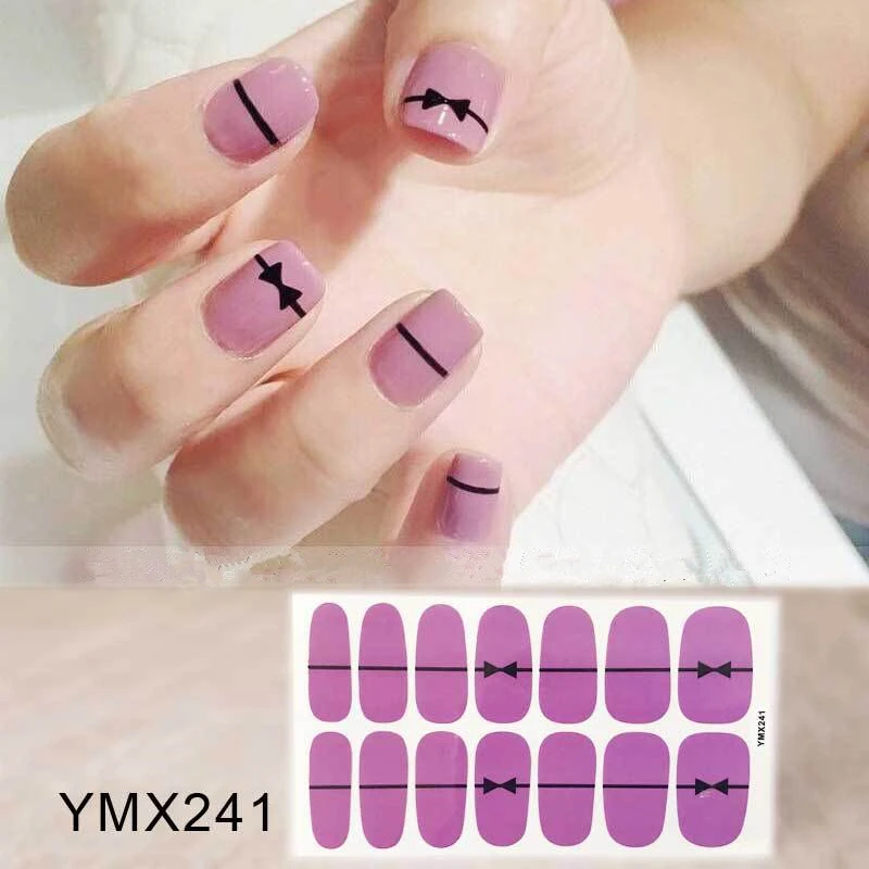Lamemoria YMX242 твердый блестящий дизайн ногтей наклейки-лак клей полный ногтей наклейки декоративный Маникюр Инструменты - Цвет: YMX241