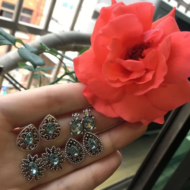 Новое поступление 4 пары винтажный со стразами серьги модное ювелирное изделие