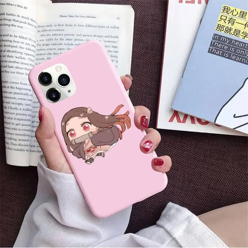 

Demon Slayer Kimetsu No Yaiba Phone Case Candy Color for iPhone 11 12 6 6S 7 8 XS X SE 2020 XR mini pro Plus MAX coque