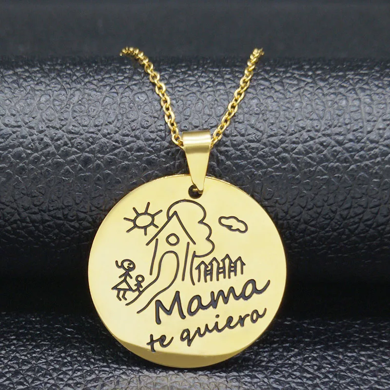 3 Mama, цепочка из нержавеющей стали, ожерелье для женщин, черная эмаль, серебряный цвет, массивное ожерелье, ювелирное изделие, dia de la madre N18132 - Окраска металла: 3