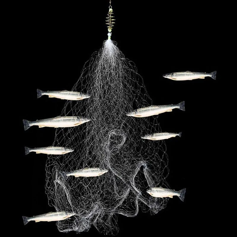 Multi Size Fishing Net Hot Trap Mesh Luminous Netting Fishnet Tackle Design Copper Spring Shoal Cast Nets For Fishing Traps