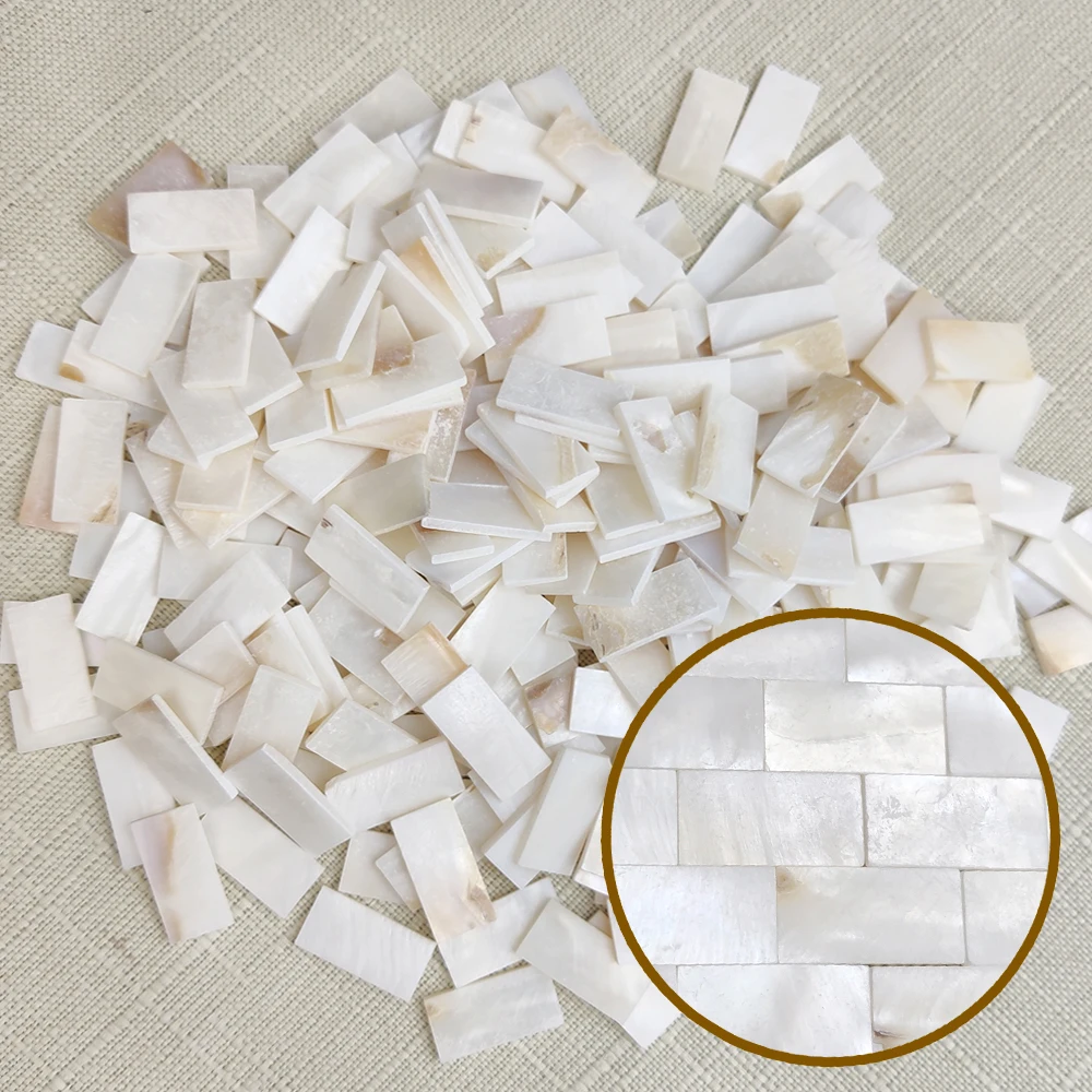 25pcs rectangle FanshapePure White Color Shell Mother of pearl mosaic tile for Crafts DIY Decoration | Дом и сад