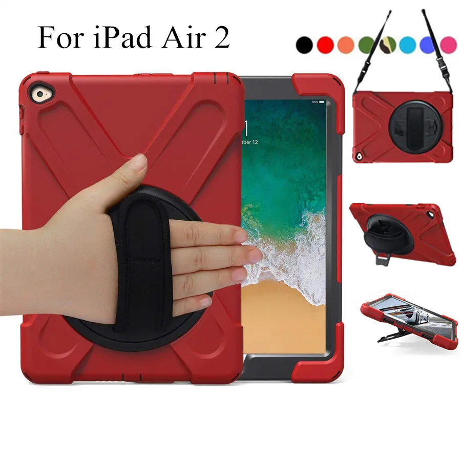 Чехол для iPad Air 2 3 слойный прочный защитный чехол подставка 6 9 7 дюйма поворот на 360 градусов ремешок руку и