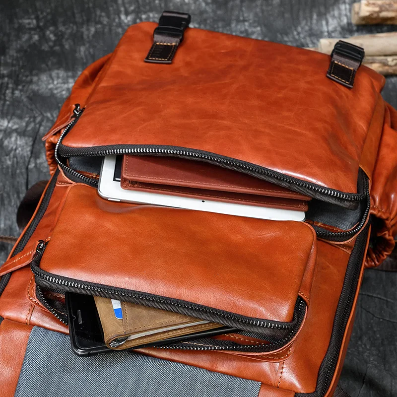 Luufan рюкзак из натуральной кожи для мужчин подходит 14 дюймов PC настоящей коровьей