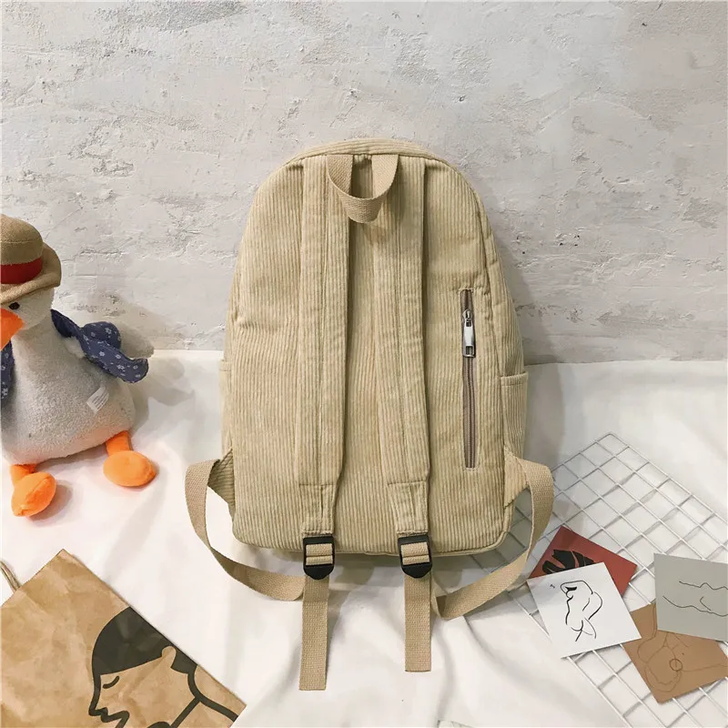 Новый трендовый вельветовый женский рюкзак Модный повседневный школьный ранец