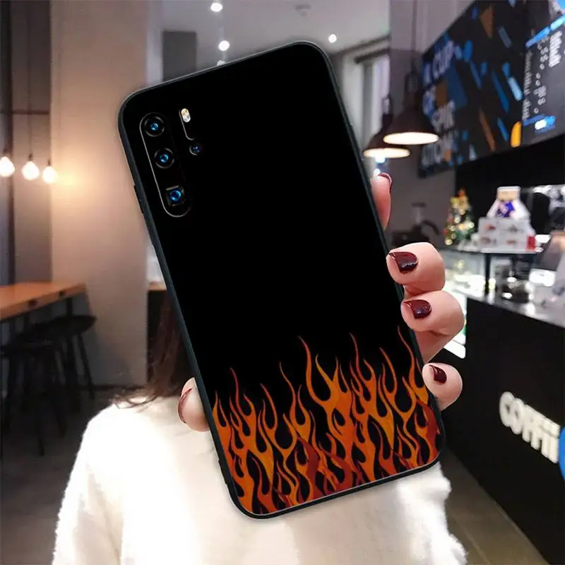 

Fashion Fire Silicone black case coque for Huawei P9 lite 2016 2017 P 10 P20 PRO P30 P40 lite P smart 2019 2020 cover