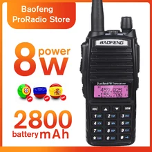 Мощность 8 Вт рация BaoFeng UV-82 двухдиапазонный UV82 двухстороннее радио 136-174/400-520 МГц fm-приемопередатчик для охоты с наушниками