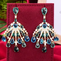 gorgeous luxury flower pendant earring for women bridal wedding party jewelry bohemia style top quality accessories