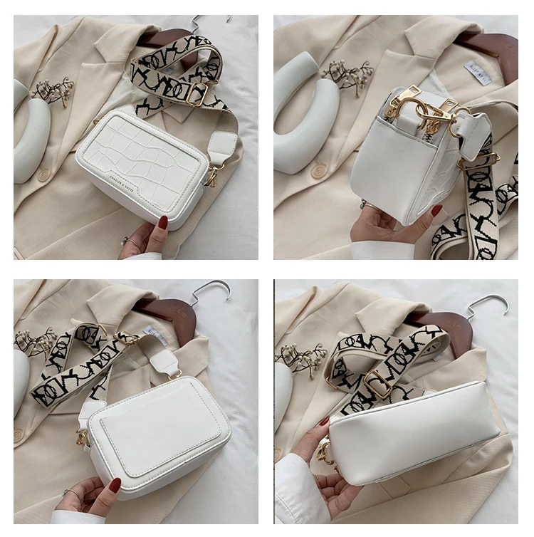 

Woman's Fashion Bag Crocodile Pattern Stone Grain PU Leather Camera Bag Flap Cross body Shoulder Bag For 2021 Luxury Design