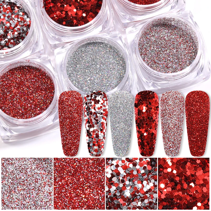 6 шт./набор синие и красные пигменты для маникюра | Красота здоровье