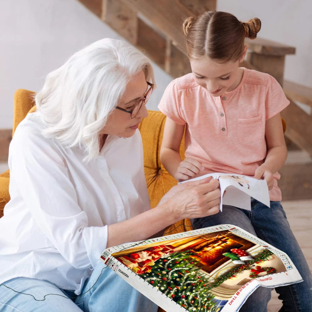 Набор для вышивки новогодней елки набор рукоделия хлопковая нить холст с принтом