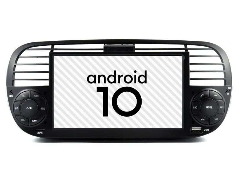 Черный Автомобильный gps радиоприемник android 10 подходит для Fiat 500 2012 мультимедийный
