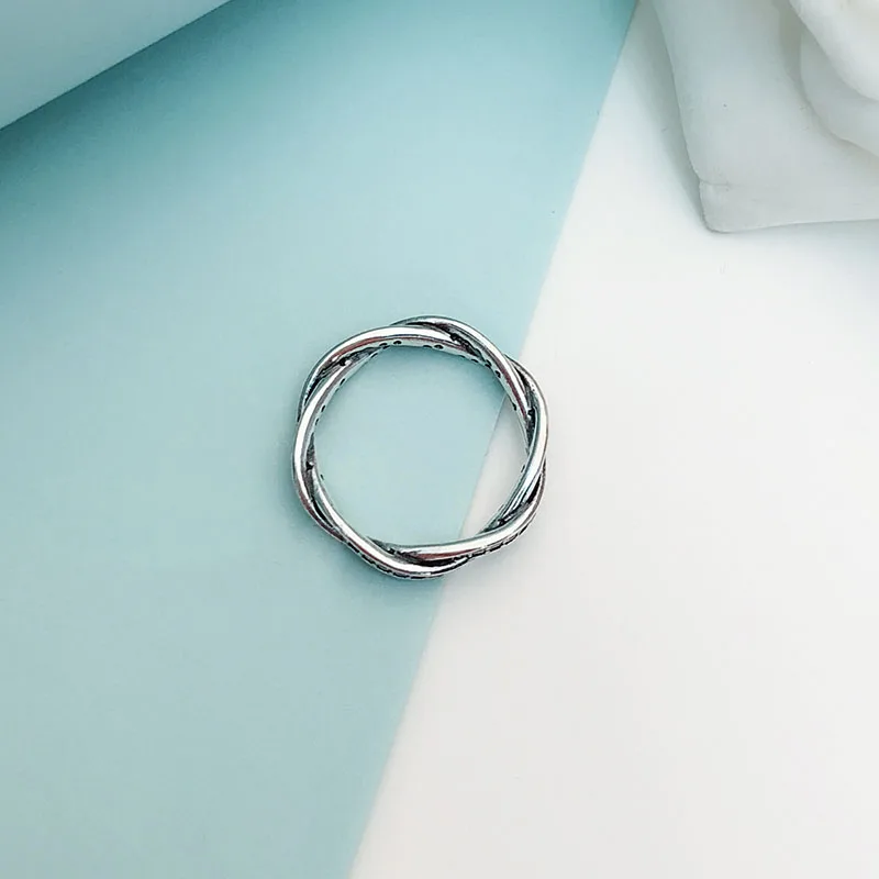 

100% 925 Sterling Silver Pan Ring Wheel Of Destiny Creative Silver Woven Line Ring For Women Wedding Party Gift Fashion Jewelry